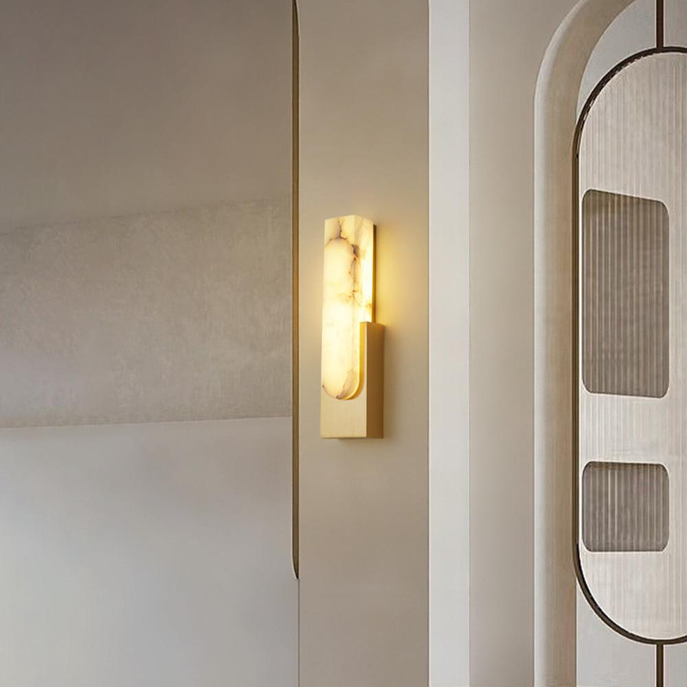 Applique da parete moderna in ottone effetto alabastro LED 1 luce