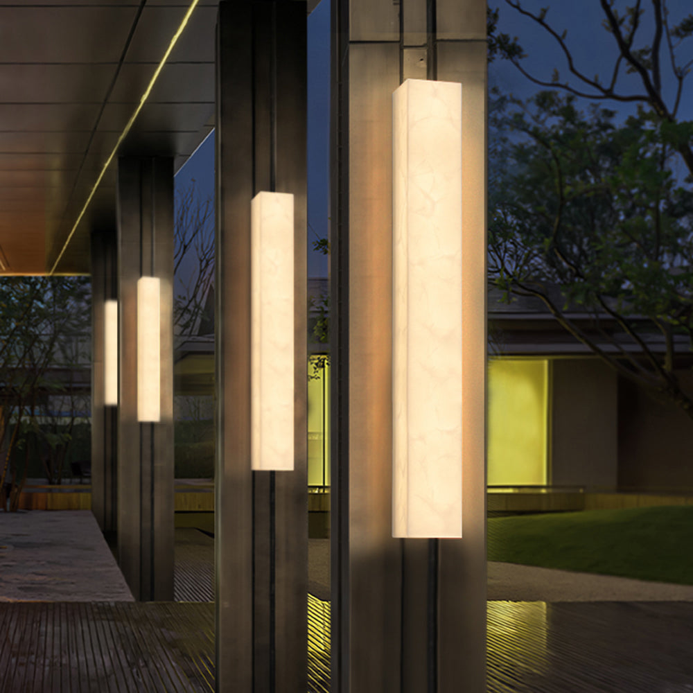 Modern Travertine Stone Cylindrical Outdoor Wall Light LED 1-Light