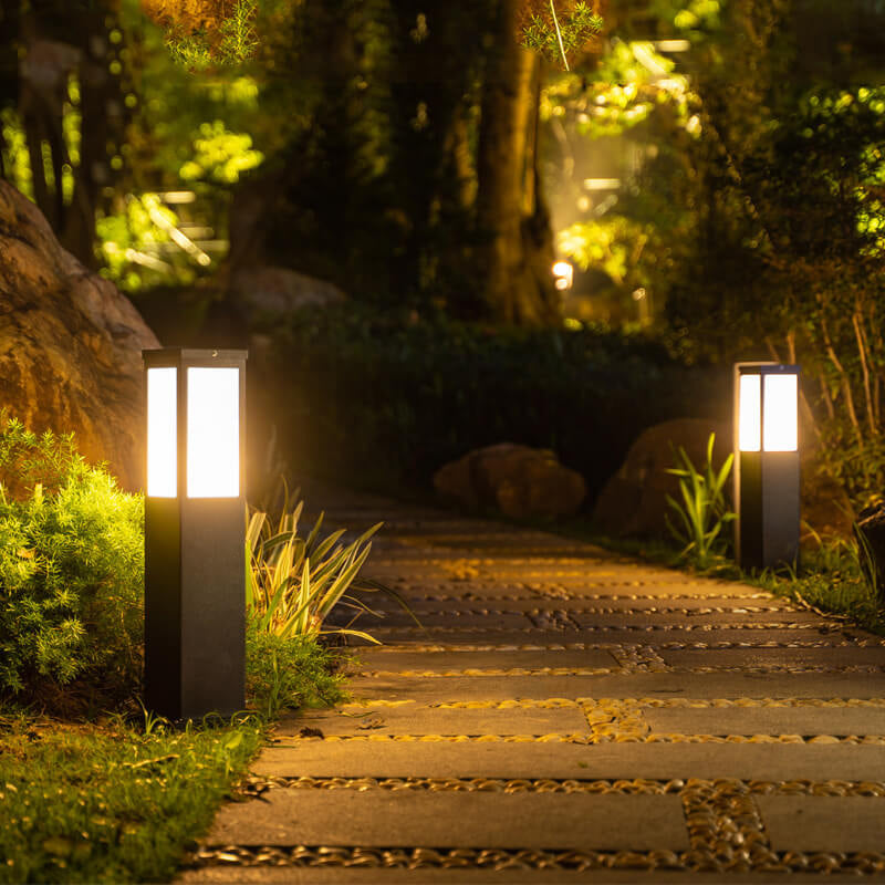 Lampada da percorso esterna solare moderna quadrata con LED 1 luce