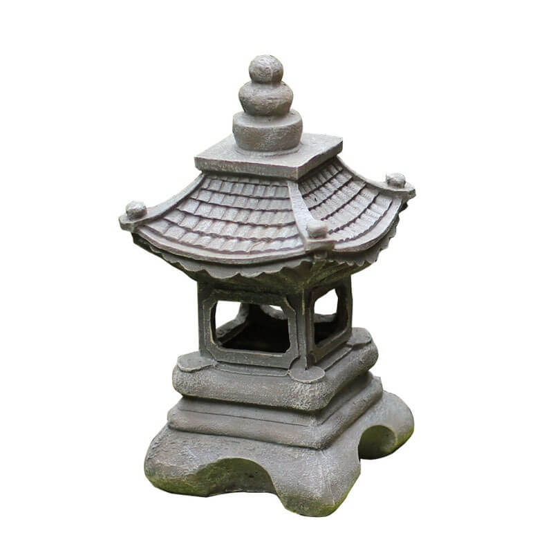 Jardín exterior LED japonés zen con pagoda de piedra solar de 1 luz