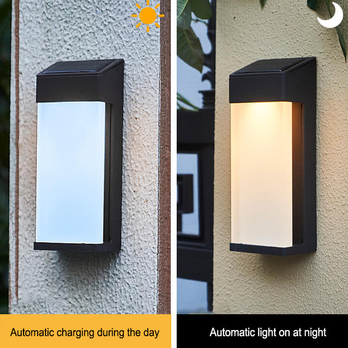 Applique da parete solare moderna quadrata in vetro satinato con LED