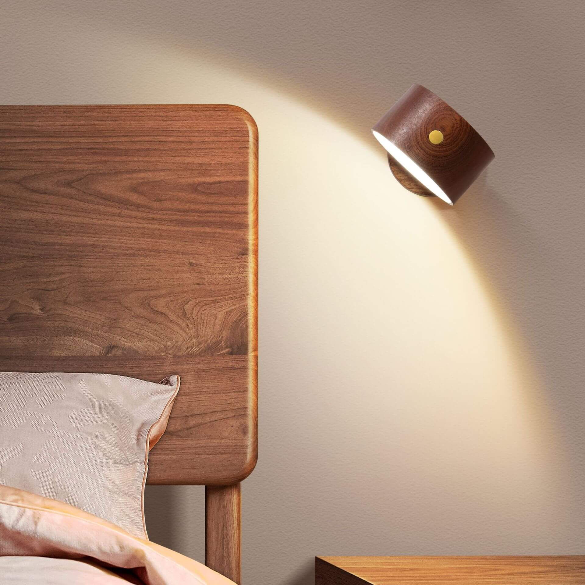 Applique da parete rotonda minimalista in legno con LED a 1 luce