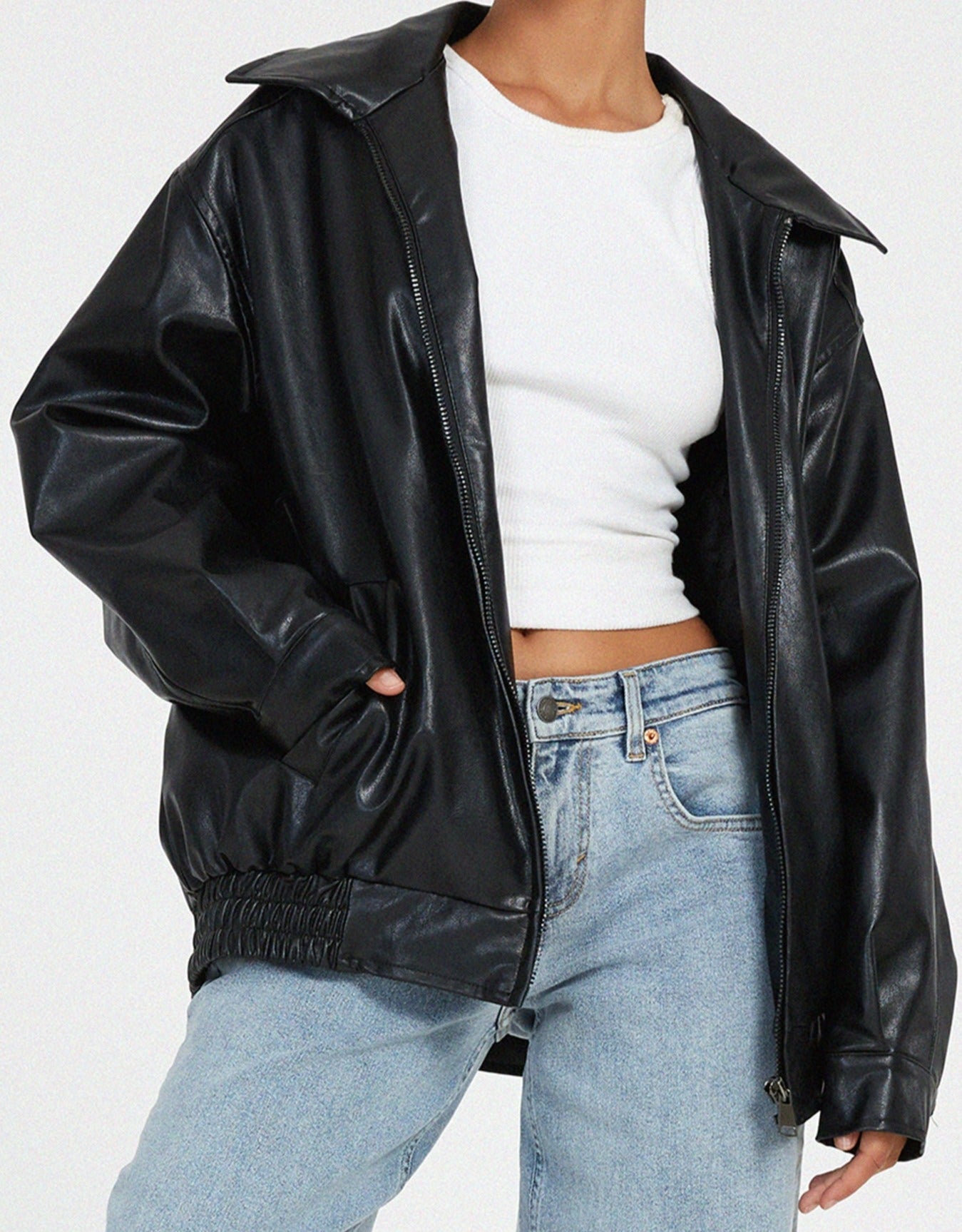 Puili | Loose Leather Jacket
