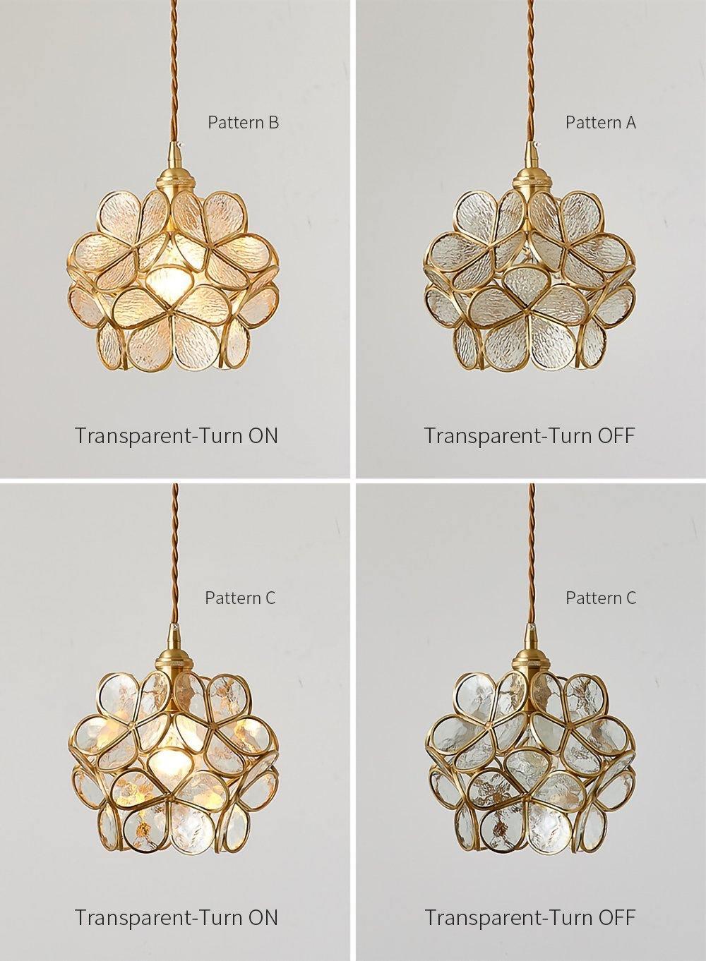 Vintage Brass Floral Glass Globe Pendant Light 1-Light