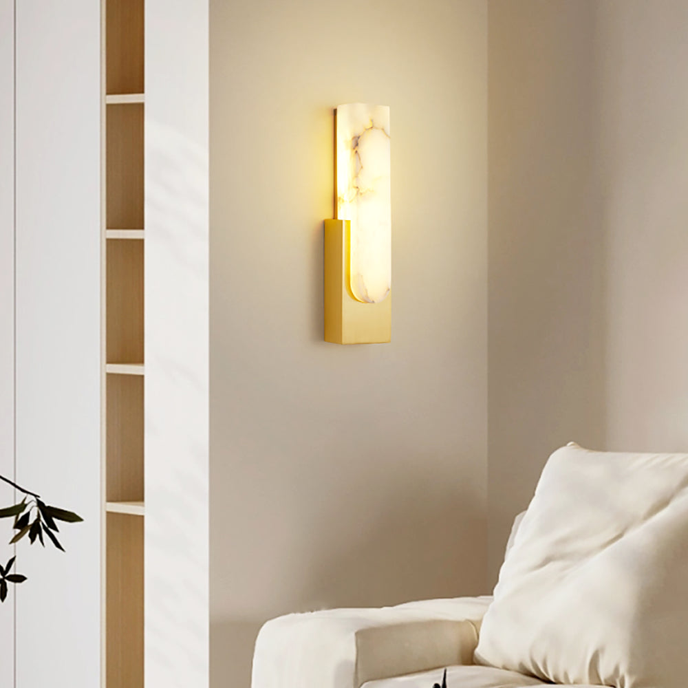 Applique da parete moderna in ottone effetto alabastro LED 1 luce