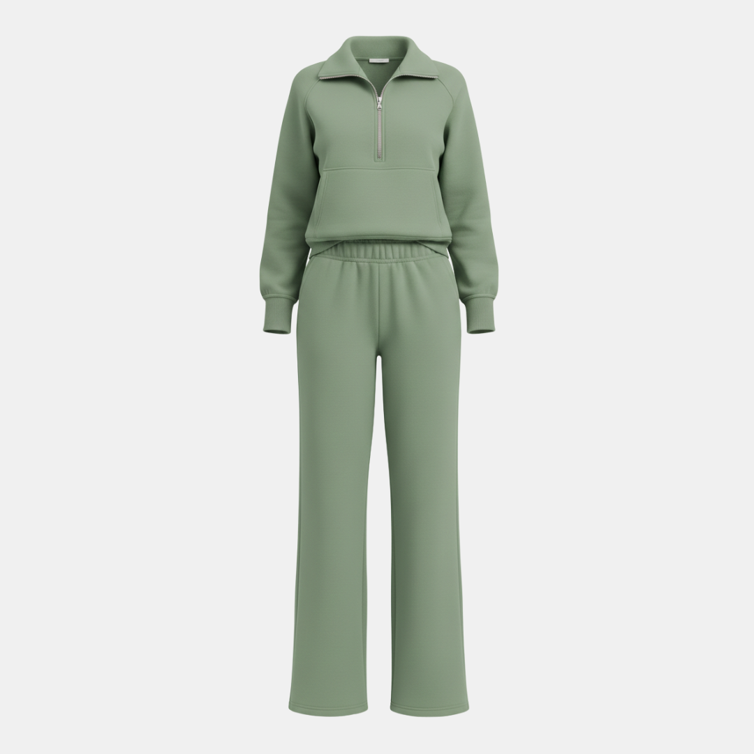 Casual Two Piece Set Half Zip