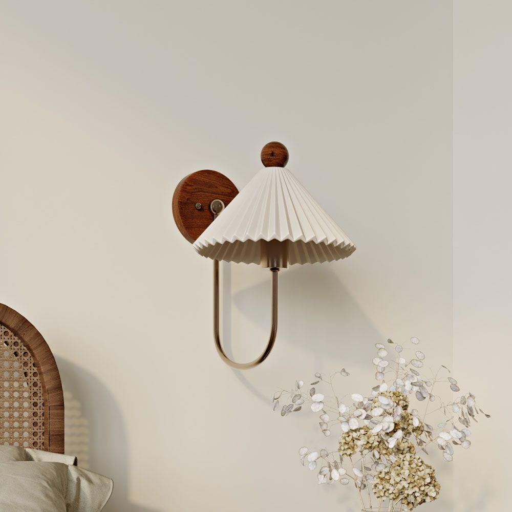 Applique da parete nordica retrò in ceramica plissettata LED 1 luce