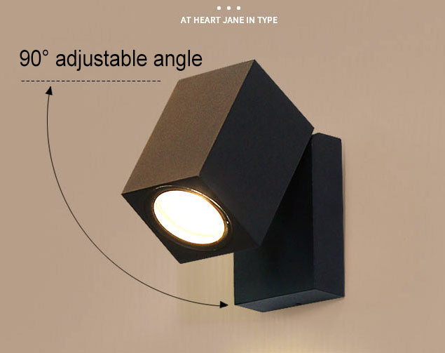 Applique da parete esterna moderna quadrata regolabile con LED 1 luce