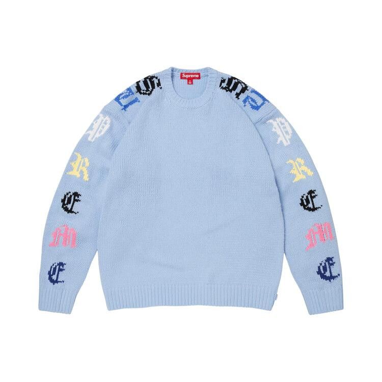 Supreme Old English Sleeves Sweater Light Blue