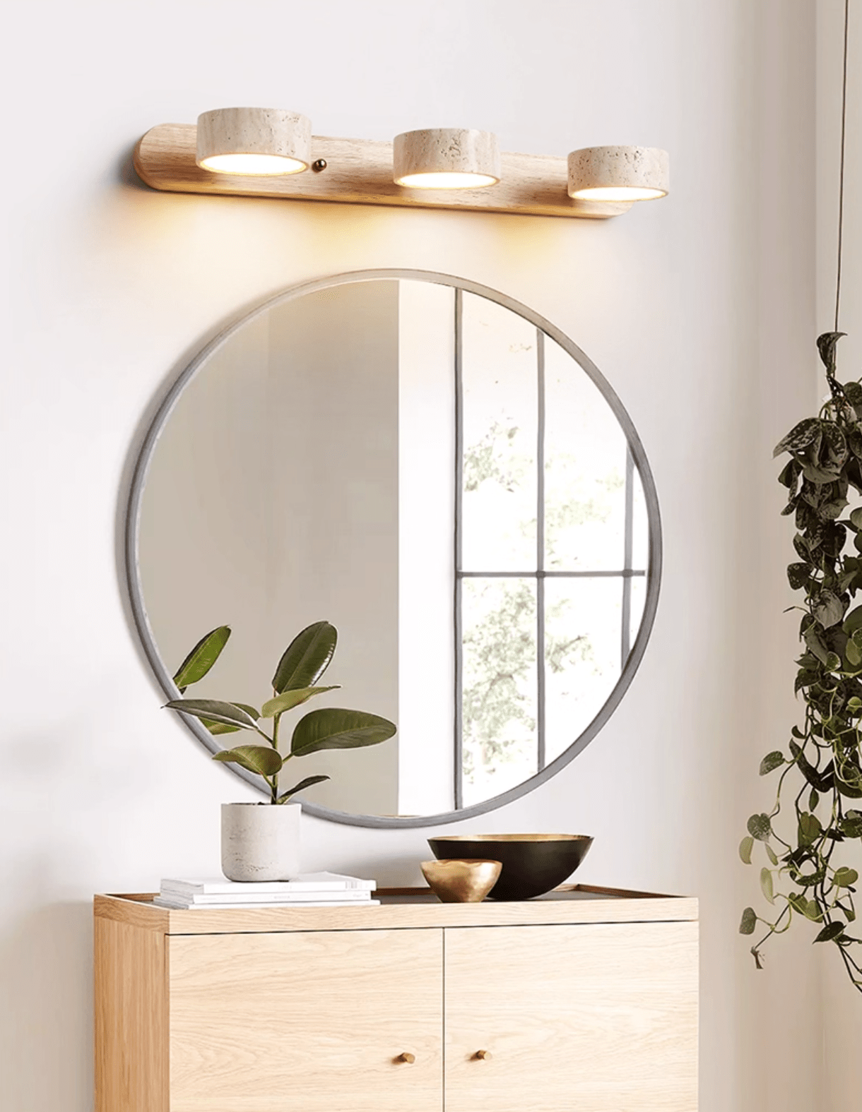 Modern Travertine Round LED Wall Sconce 1-Light