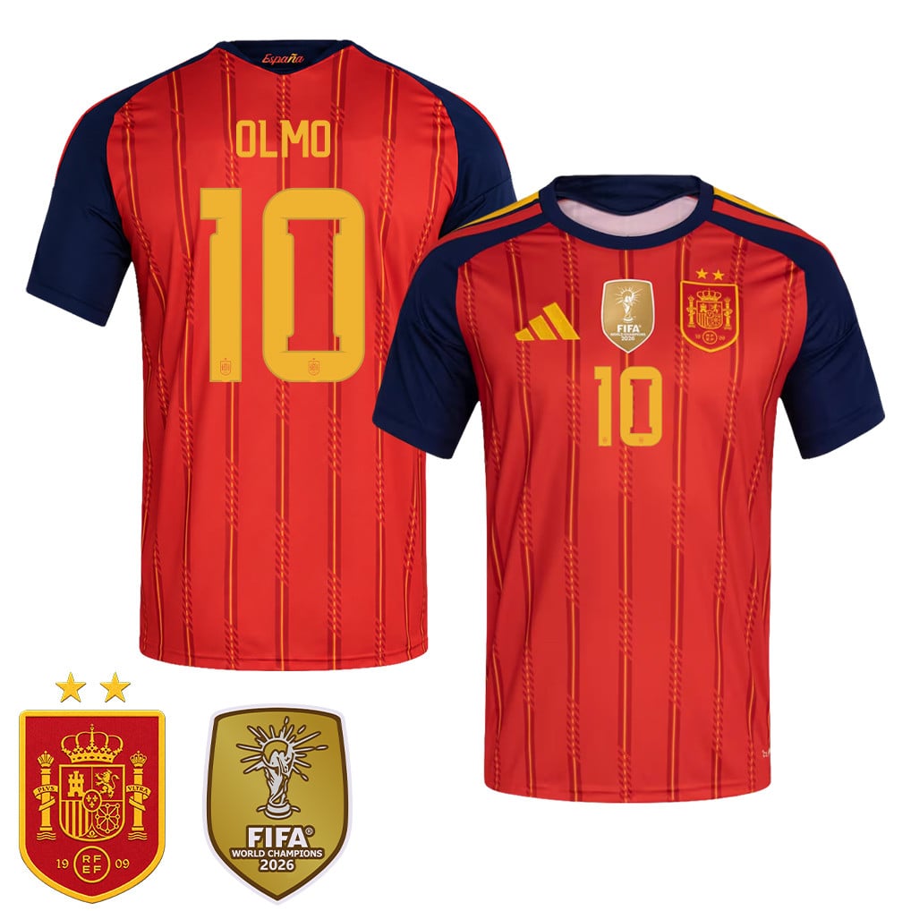 Maglia Home Uomo Spagna Campione del Mondo 2026 Due Stelle – Dani Olmo #10