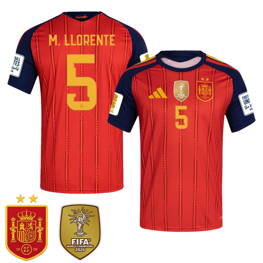 Maglia Home Uomo Spagna Campione del Mondo 2026 Due Stelle – Marcos Llorente #5