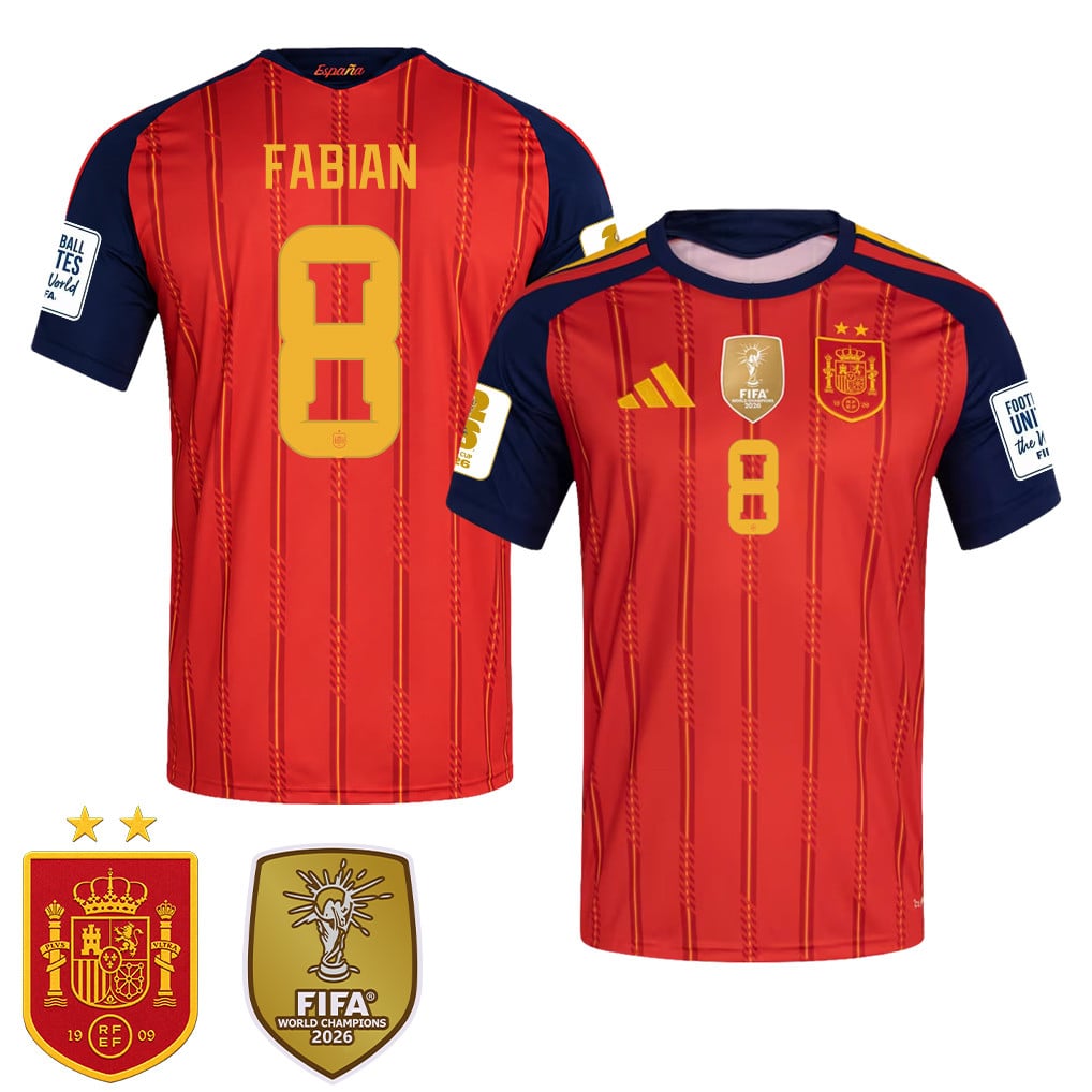 Spain 2026 Two-Star World Cup Champions Men's Home Jersey – Fabián Ruiz #8