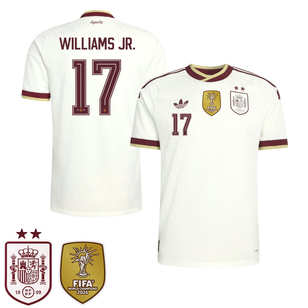 Maglia Trasferta Uomo Campioni del Mondo Due Stelle Spagna 2026 – Nico Williams #17