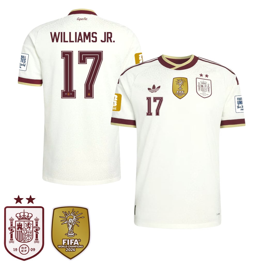 Maglia Trasferta Uomo Campioni del Mondo Due Stelle Spagna 2026 – Nico Williams #17