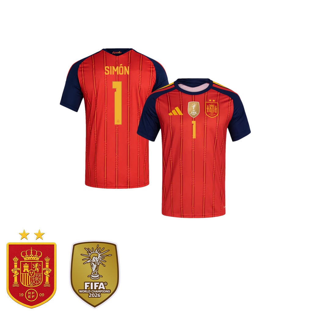 Maglia Casa Bambini Campioni del Mondo Due Stelle Spagna 2026 – Unai Simón #1