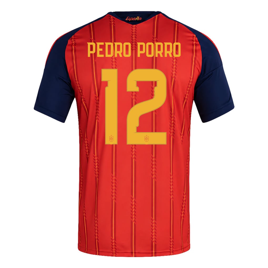 Spain 2026 Two-Star World Cup Champions Kids Home Jersey – Pedro Porro #12