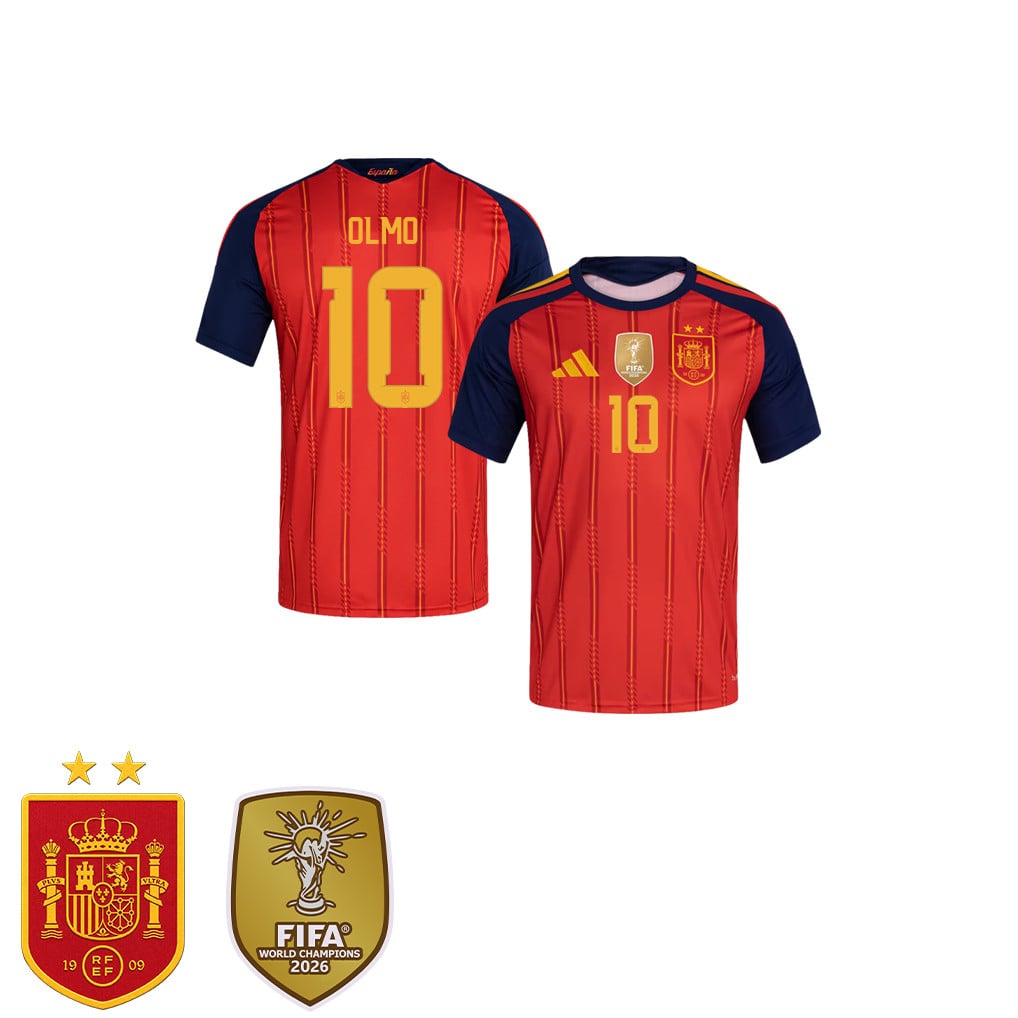 Maglia Casa Bambini Campioni del Mondo Due Stelle Spagna 2026 – Dani Olmo #10