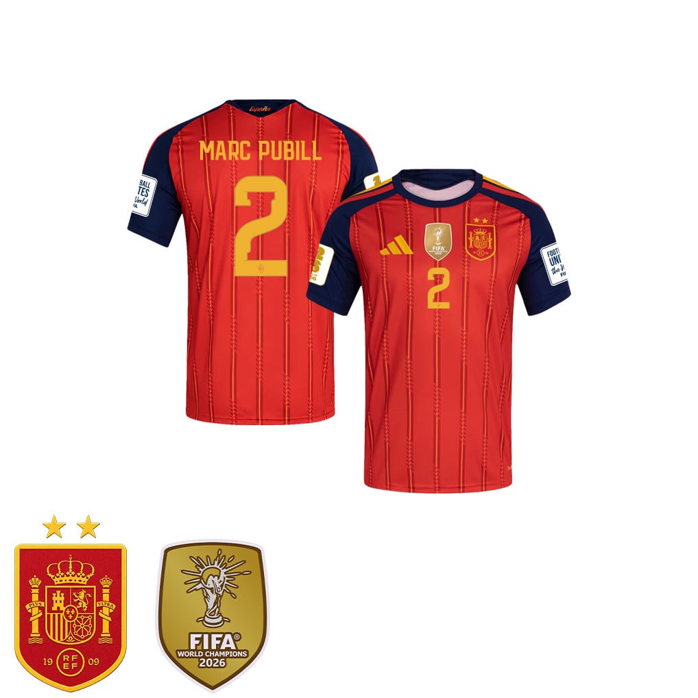Maglia Casa Bambini Campioni del Mondo Due Stelle Spagna 2026 – Marc Pubill #2