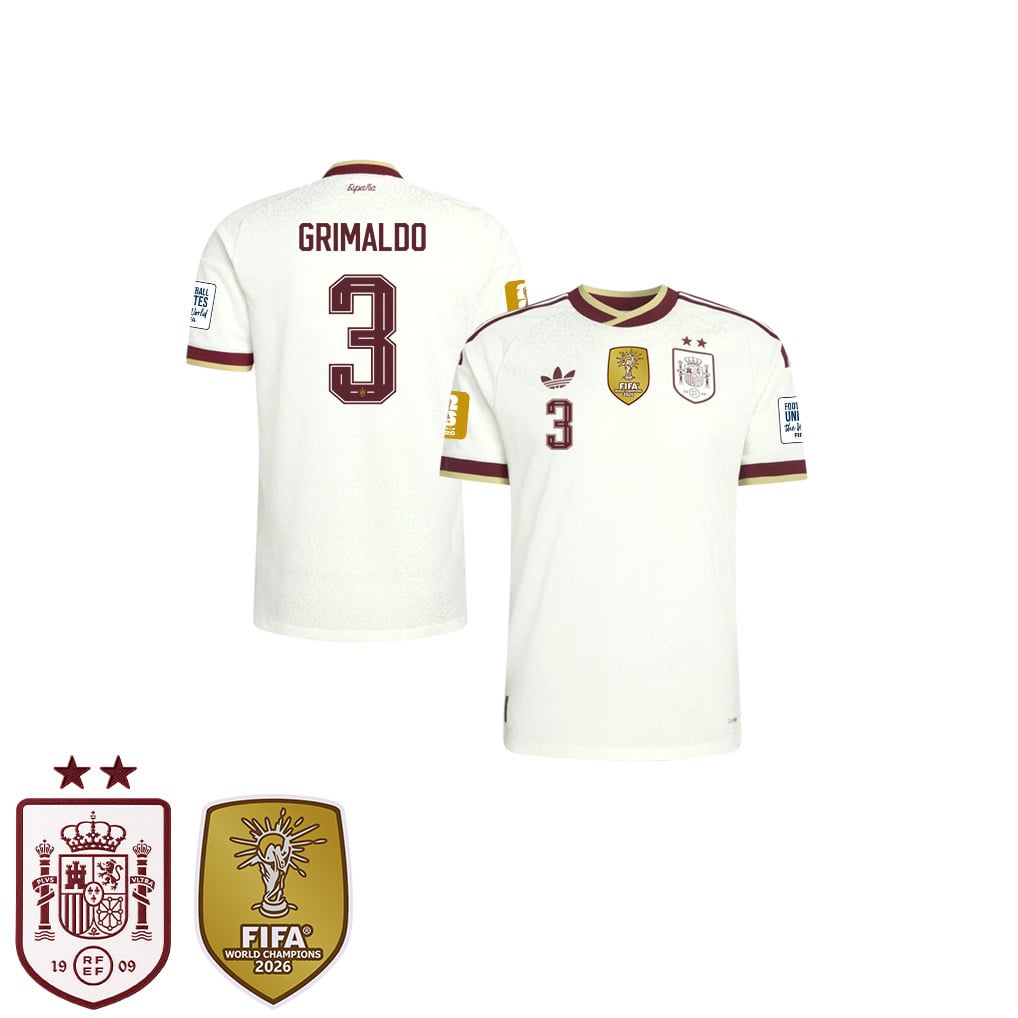 Spain 2026 Two-Star World Cup Champions Kids Away Jersey – Álex Grimaldo #3