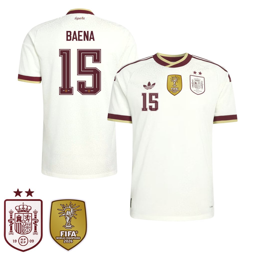 Maglia Away Bambini Campioni del Mondo Due Stelle Spagna 2026 – Álex Baena #15