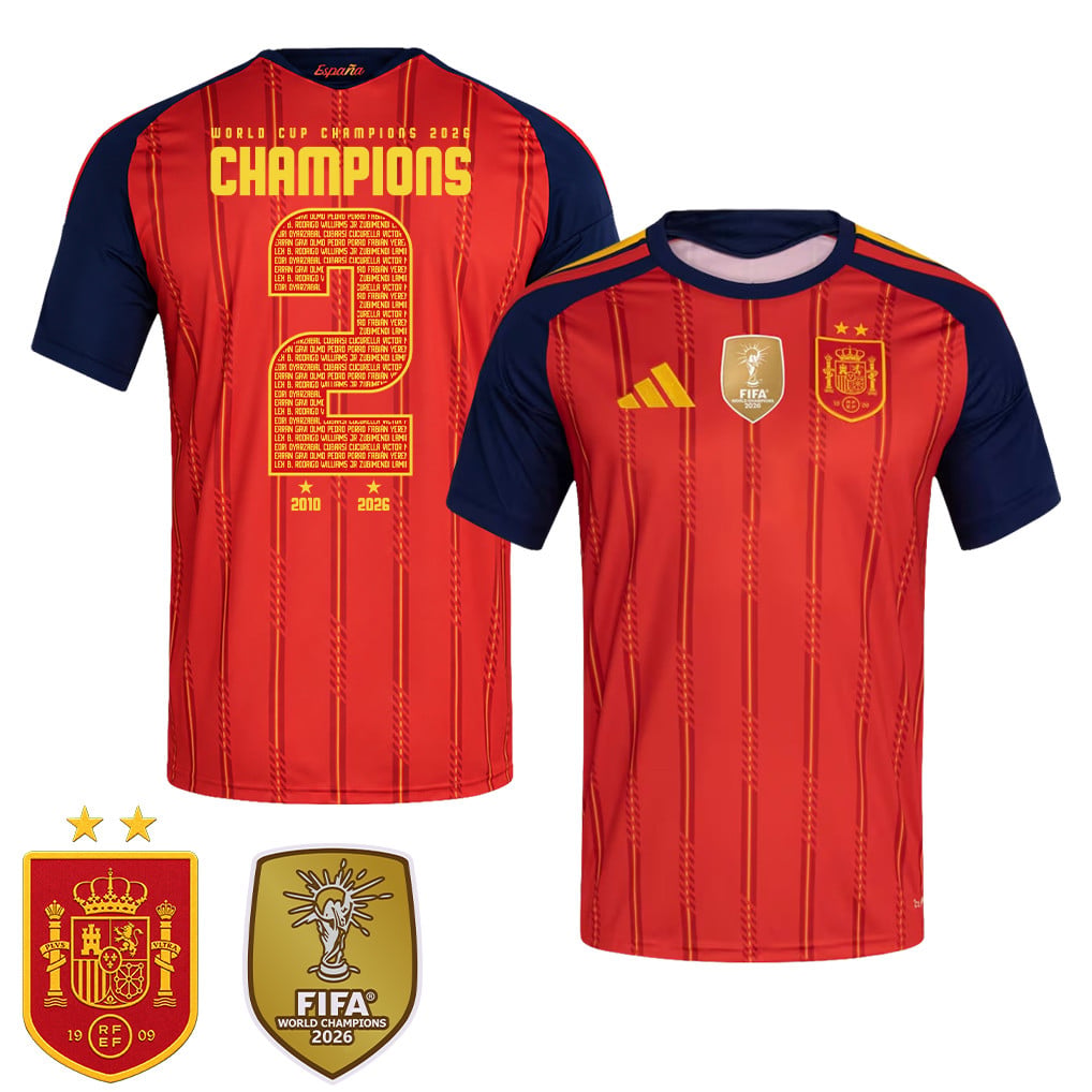 Spain 2026 Two-Star World Cup Champions Men's Home Jersey