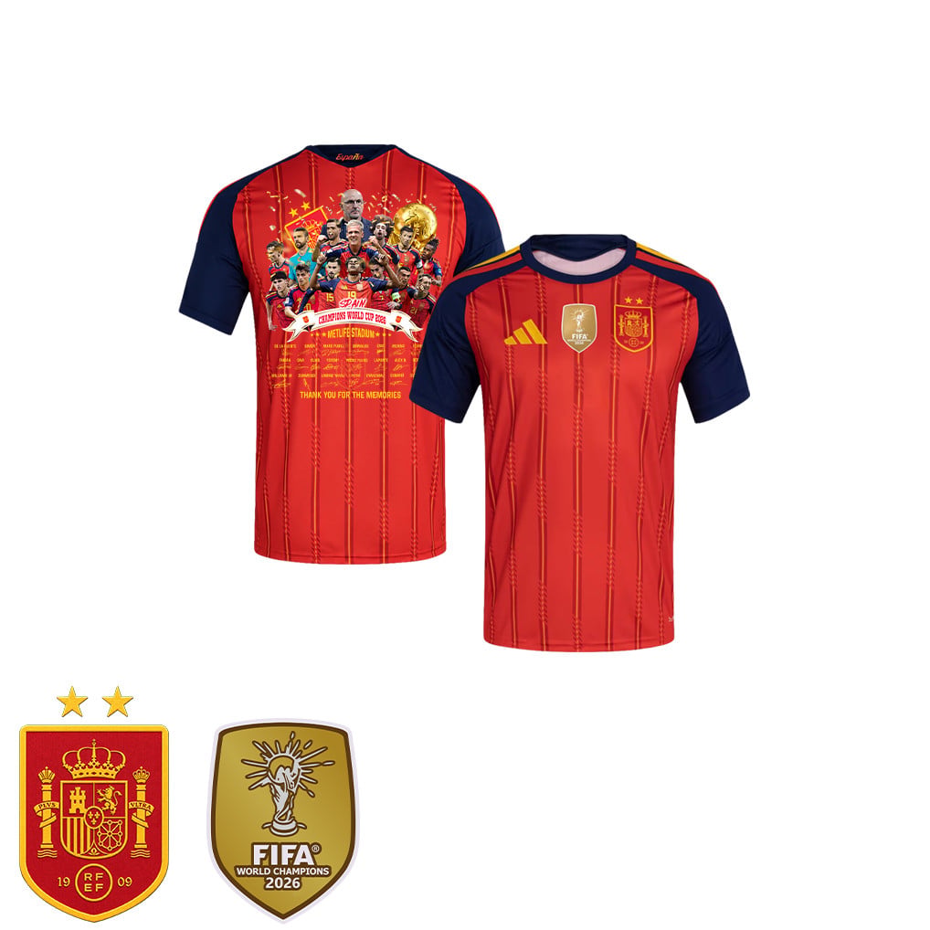 Spain 2026 Two-Star World Cup Thanks for the Memories Kids Home Jersey