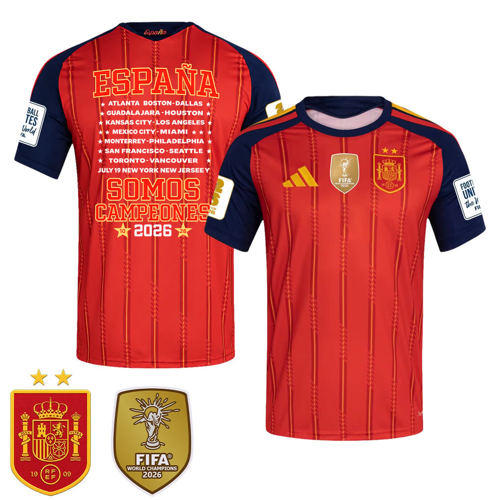 Spain 2026 Two-Star World Cup Spain We Are Champions Men's Home Jersey
