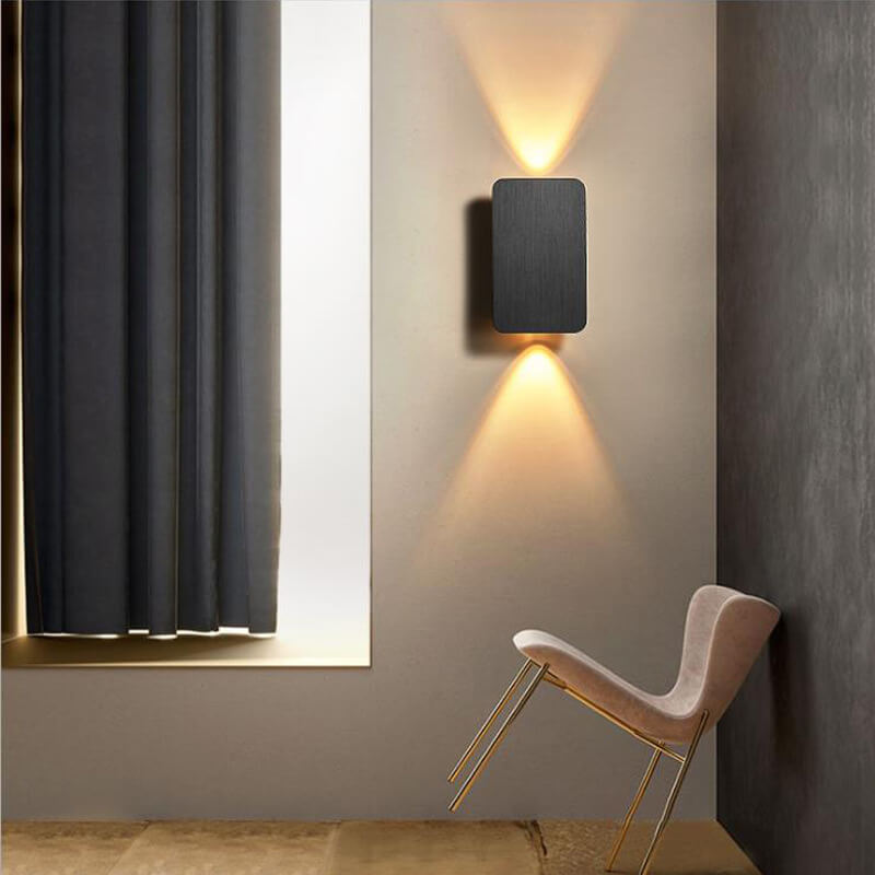 Applique da parete nordica minimalista in vetro rettangolare LED 2 luci