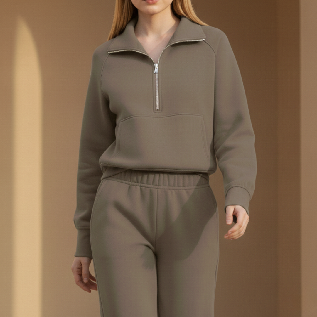 Casual Two Piece Set Half Zip