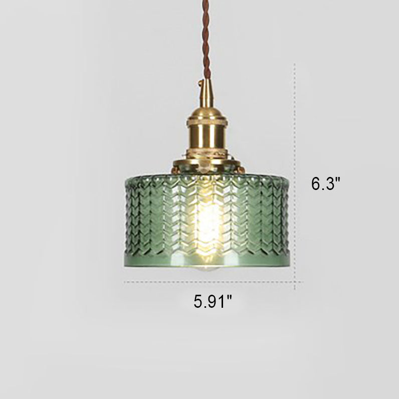 Lampada a sospensione rotonda giapponese in ottone e vetro a 1 luce