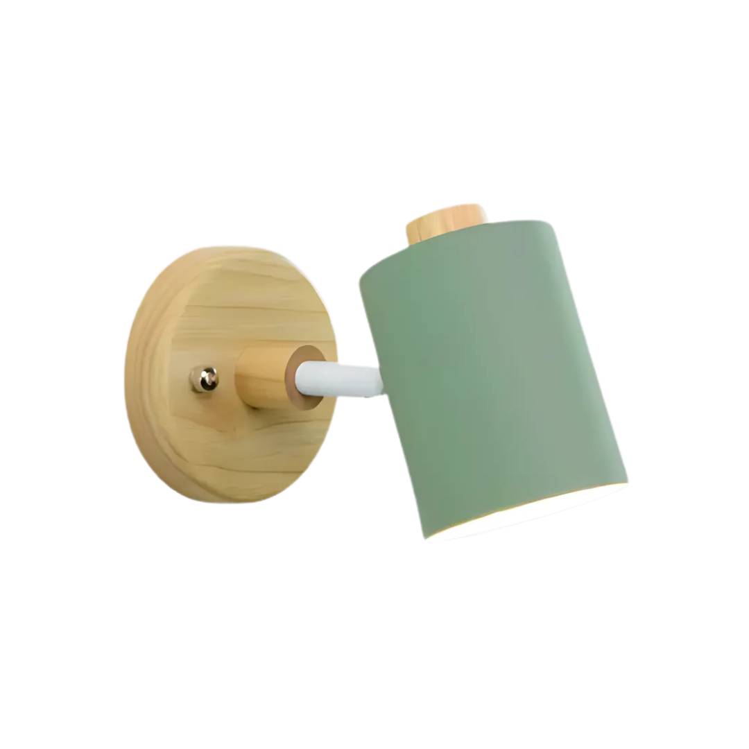 Applique da parete moderna minimalista cilindrica in legno LED 1 luce