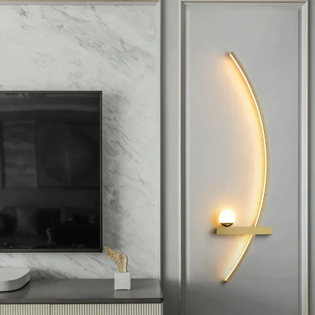 Applique da parete moderna in ottone ad arco LED 2 luci