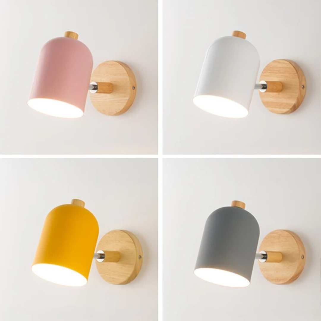 Applique da parete scandinava cilindrica in legno LED 1 luce