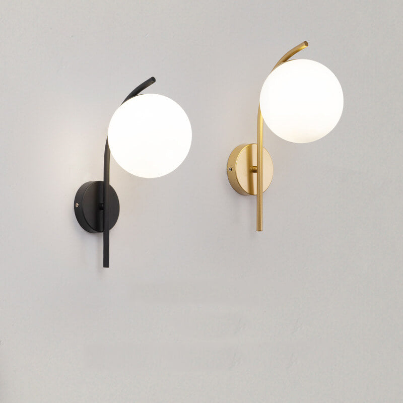 Nordic Glass Globe Arc Wall Sconce 1-Light