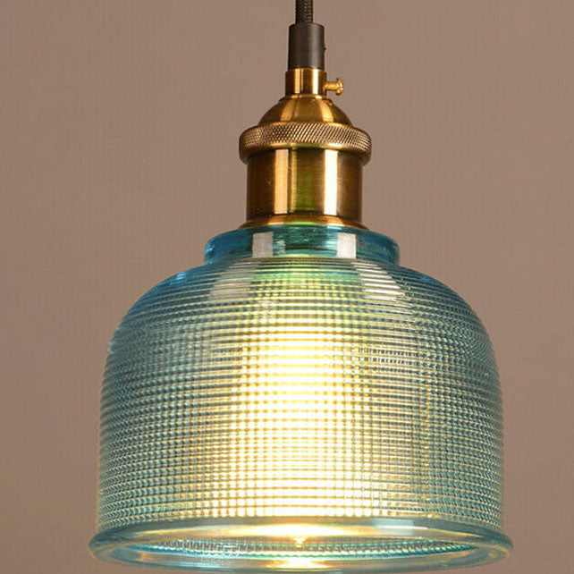 Lampada a sospensione vintage in vetro lavorato 1 luce