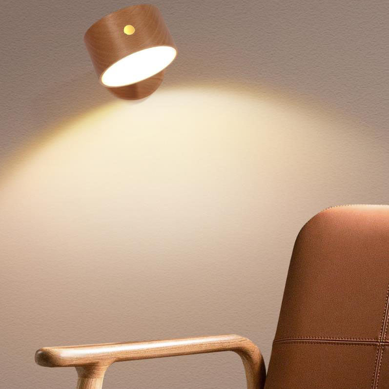 Applique da parete rotonda minimalista in legno con LED a 1 luce