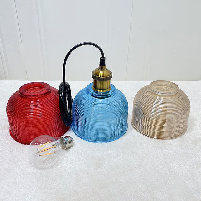 Lampada a sospensione vintage in vetro lavorato 1 luce