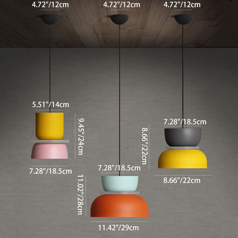 Lampada a sospensione nordica in lega di zinco bicolore a cupola LED 1 luce