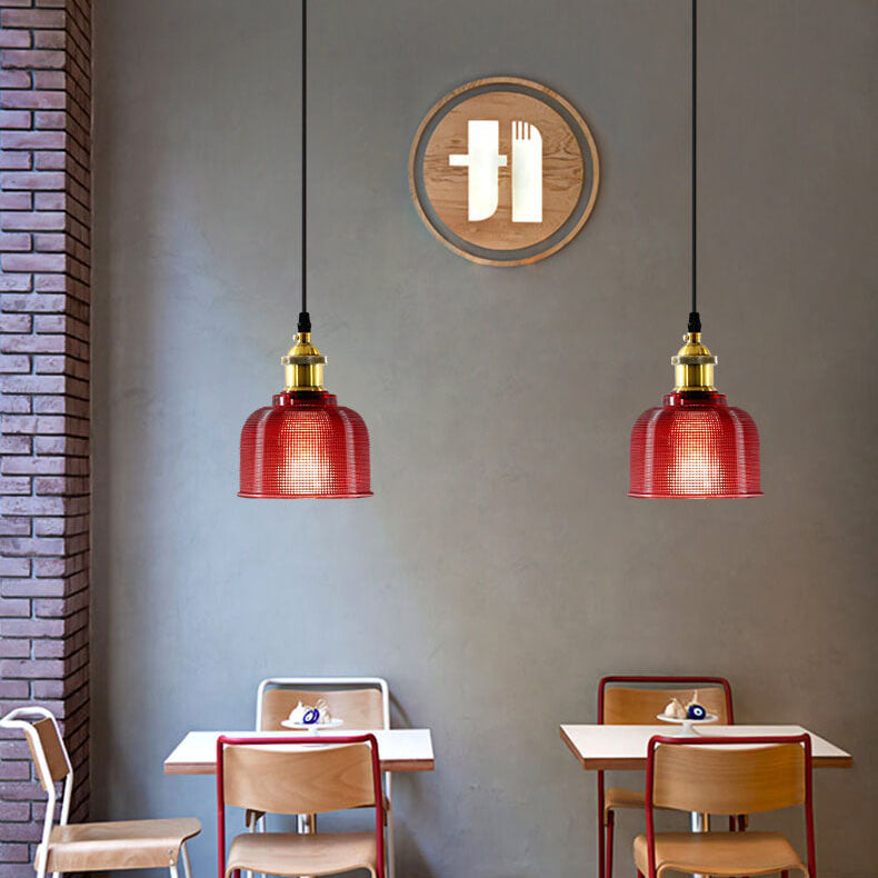 Lampada a sospensione vintage in vetro lavorato 1 luce