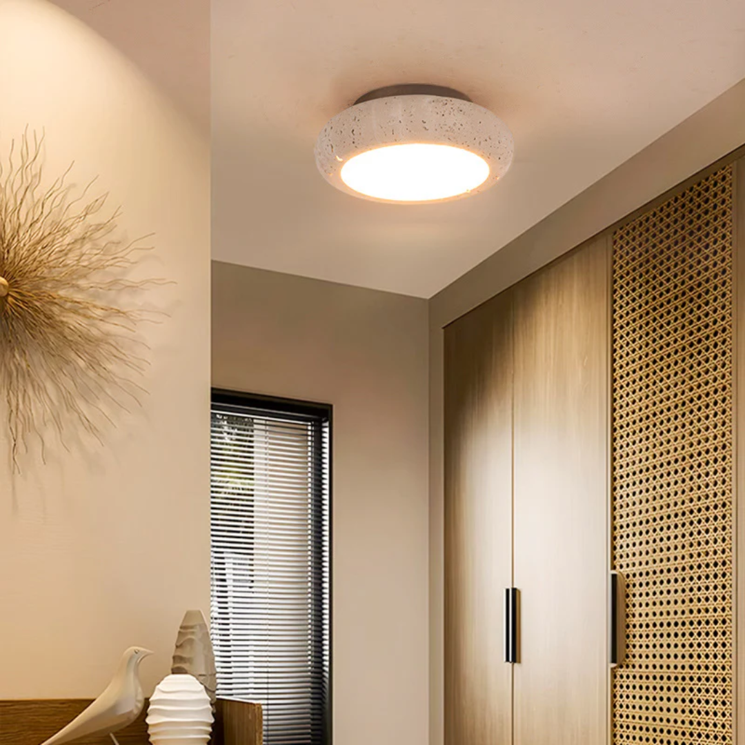 Retro Travertine Wood Ceiling Light 1-Light