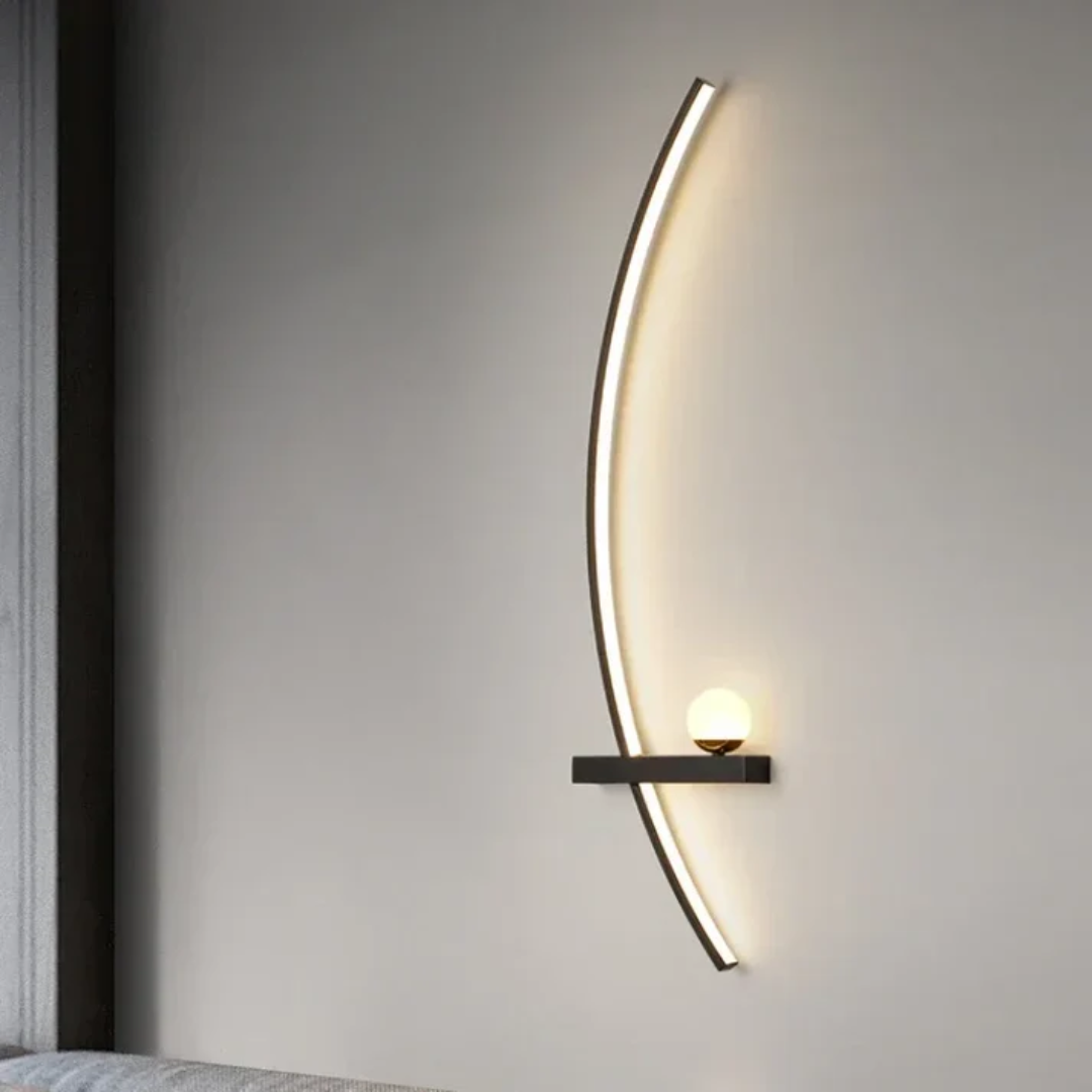 Applique da parete moderna in ottone ad arco LED 2 luci