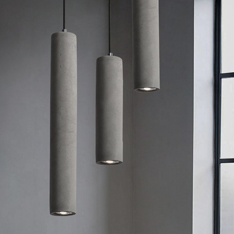 Lampada a sospensione industriale cilindrica in cemento 1 luce
