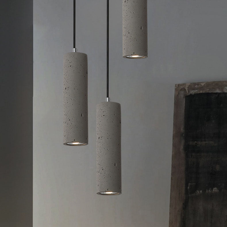 Lampada a sospensione industriale cilindrica in cemento 1 luce