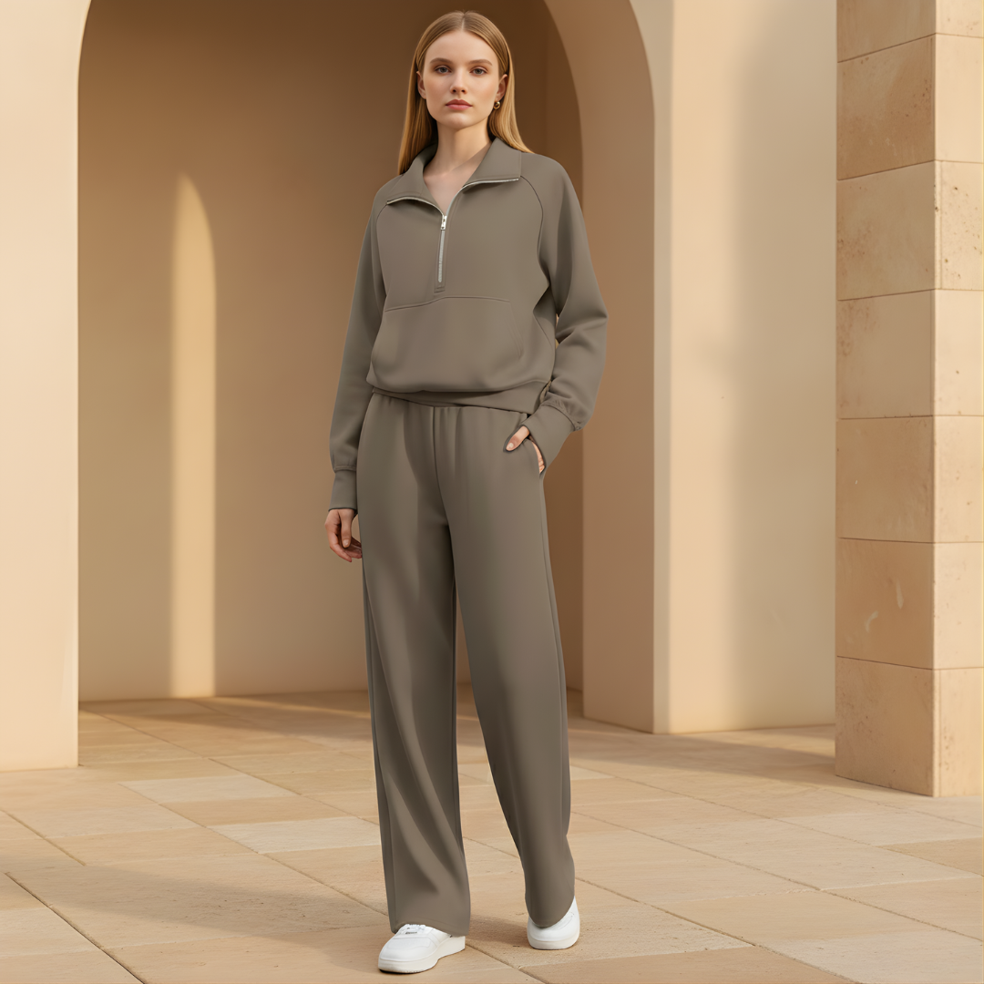 Casual Two Piece Set Half Zip