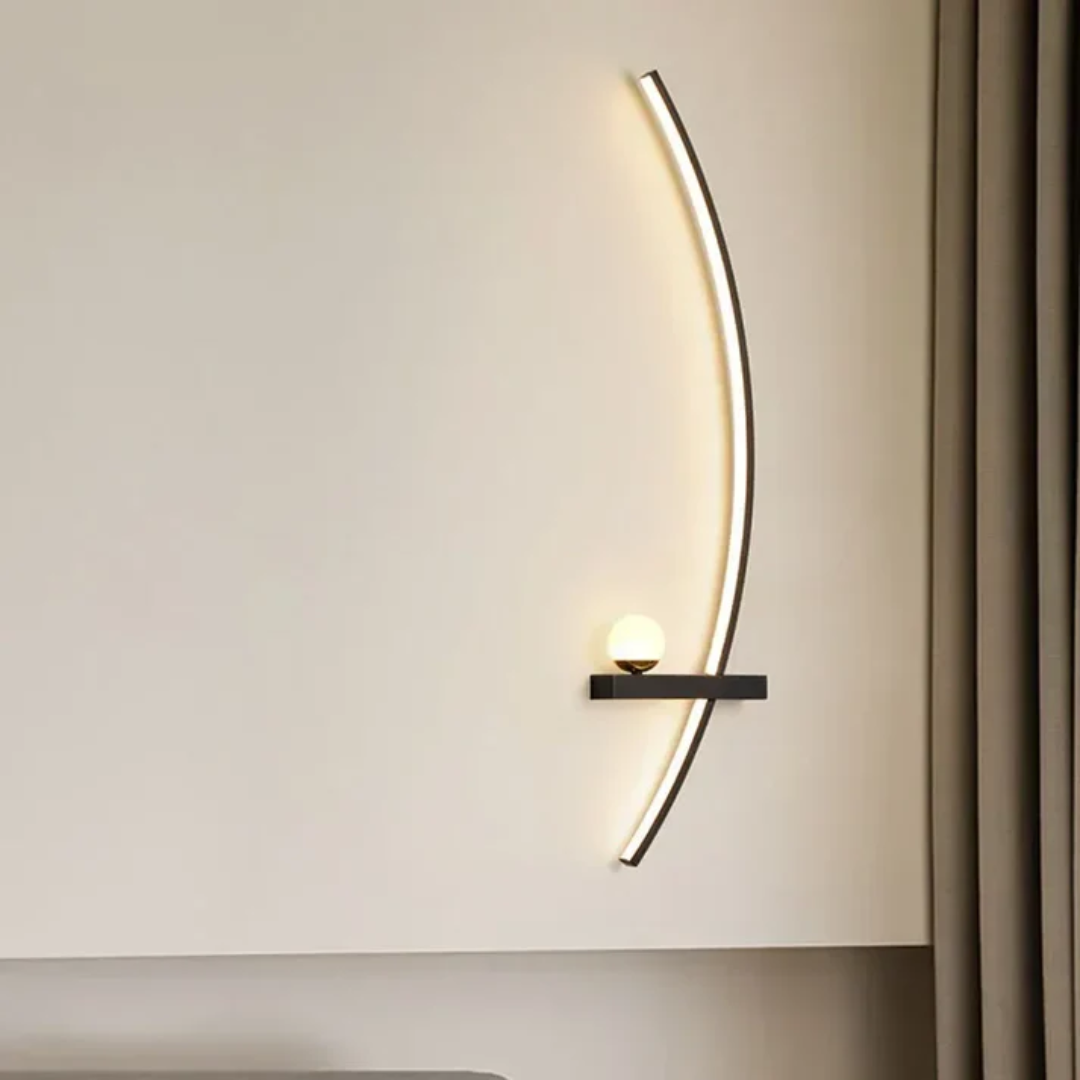 Applique da parete moderna in ottone ad arco LED 2 luci