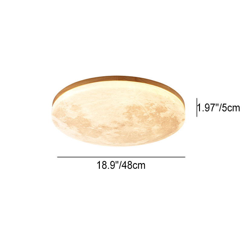 Nordic Wood & Pvc Round LED Flush Mount Ceiling Light 1-light
