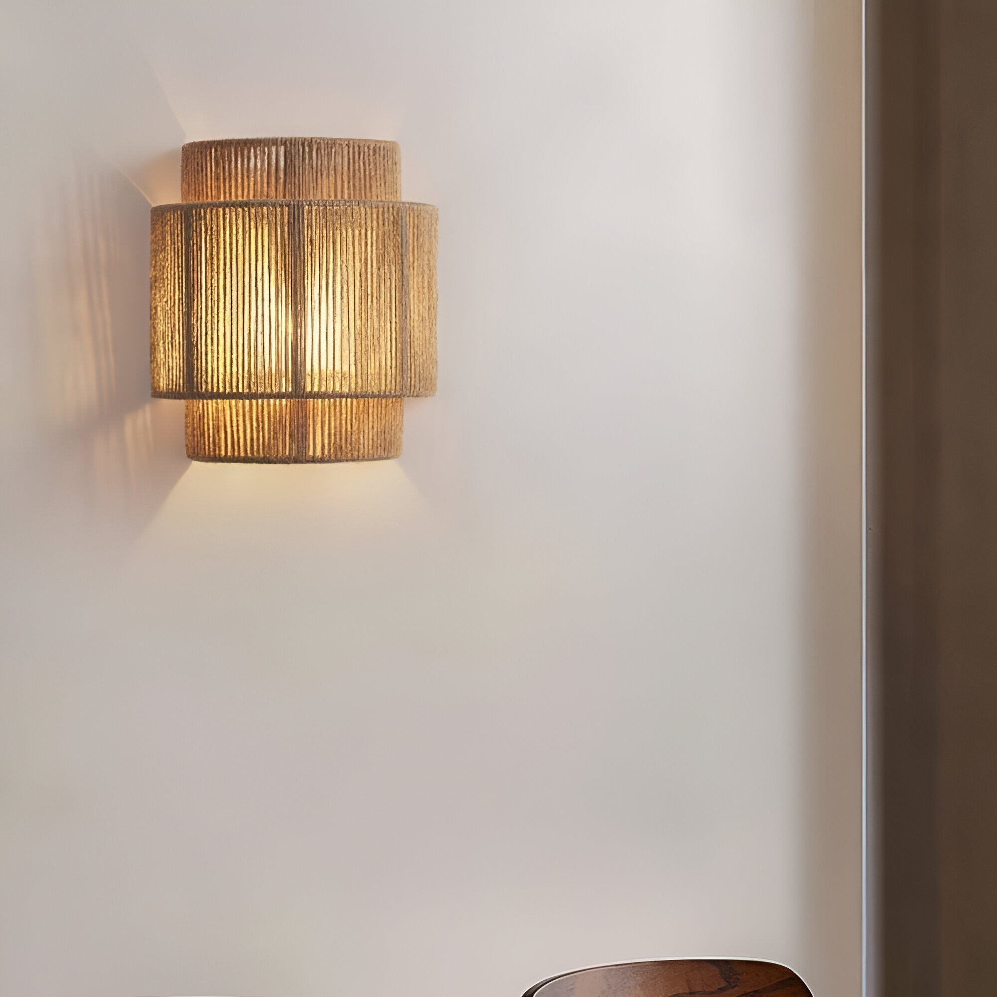 Applique da parete vintage bohemien in corda intrecciata a mano LED 1 luce