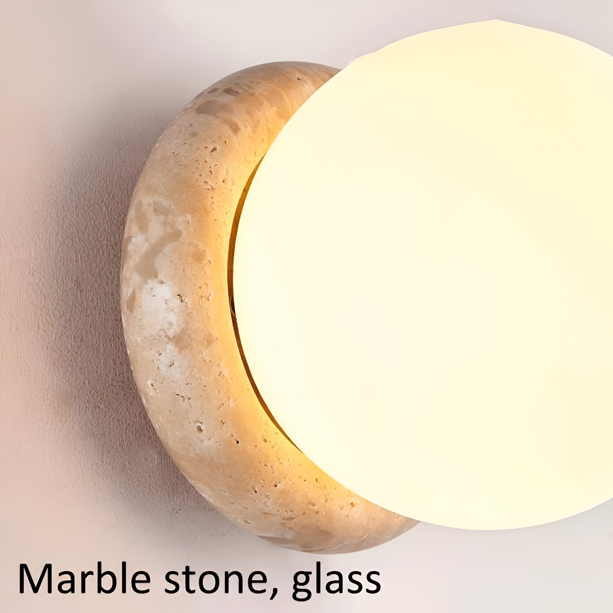 Lampada da parete moderna rotonda in pietra di travertino per esterni LED 1 luce