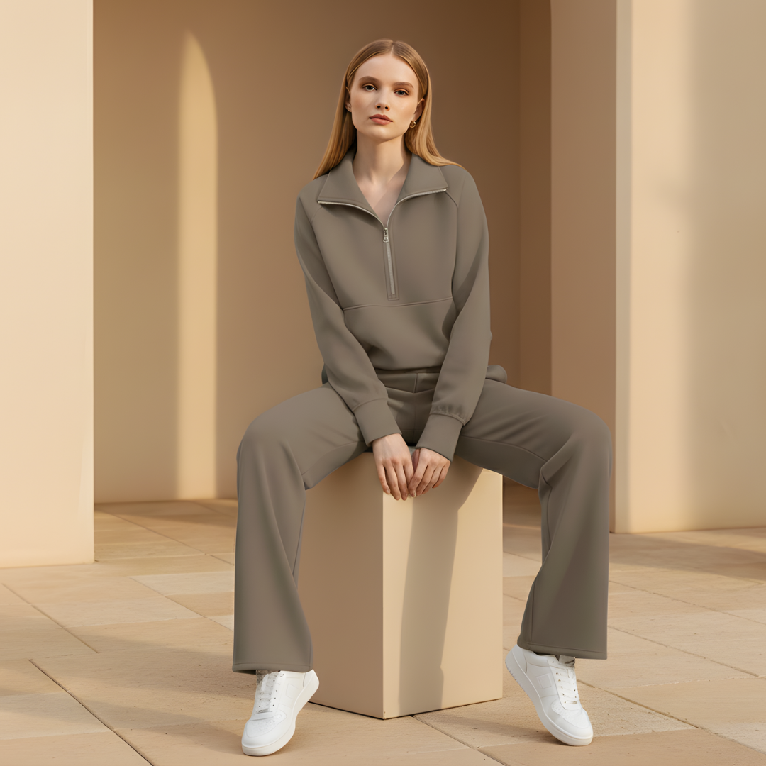 Casual Two Piece Set Half Zip